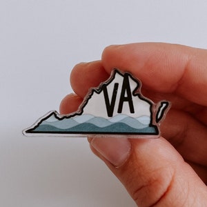 Virginia State Outline Pin | VA Acrylic Pin | Unique VA State Pin | VA Lapel Pin | Eastern Shore Pin