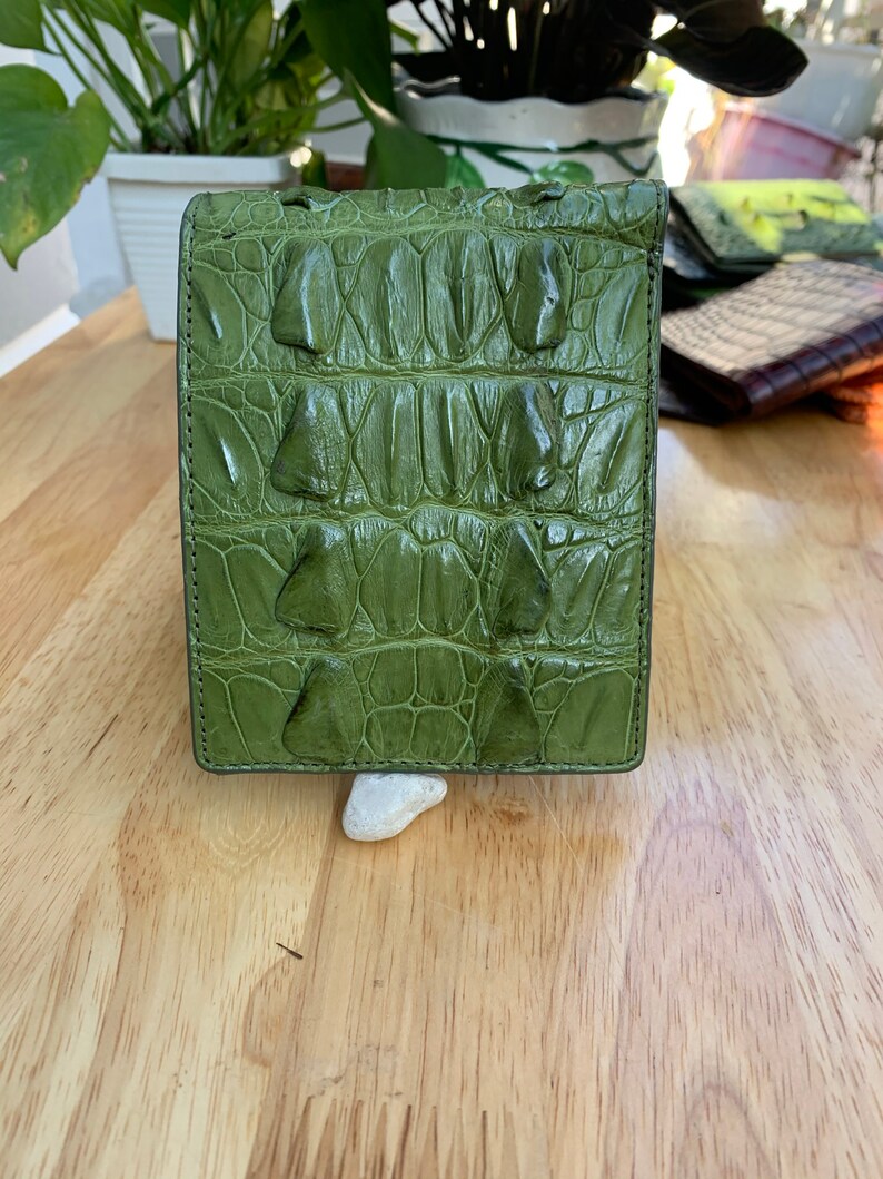 gift for him Genuine Alligator hornback skin bifold wallet men 100/% handmade from crocodile leather