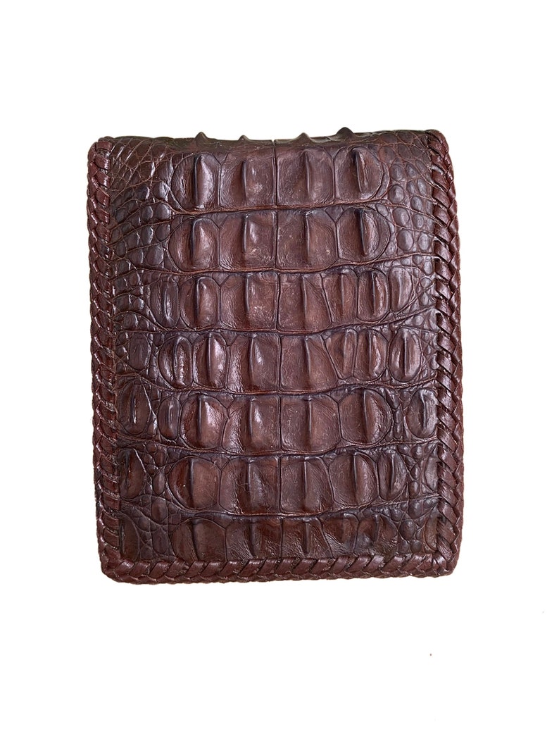 Genuine Alligator Crocodile Leather Mens Brown wallet Bifold Long Holder Credit Genuine Alligator Crocodile Leather Mens Brown wallet Bifold Long Holder Credit