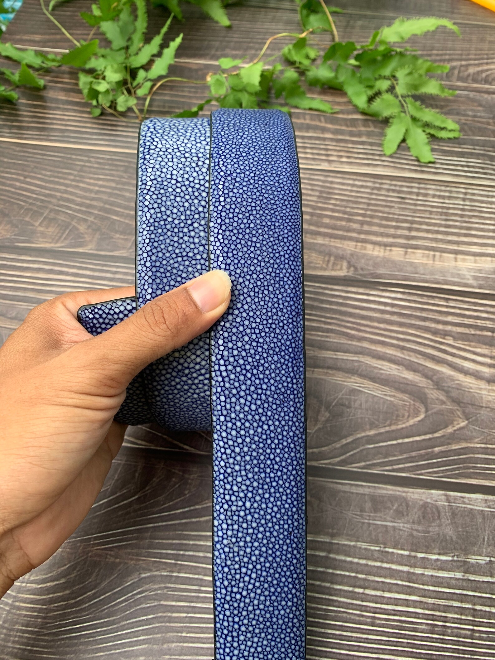 Navy Blue Genuine Stingray leather skin belts for men Etsy