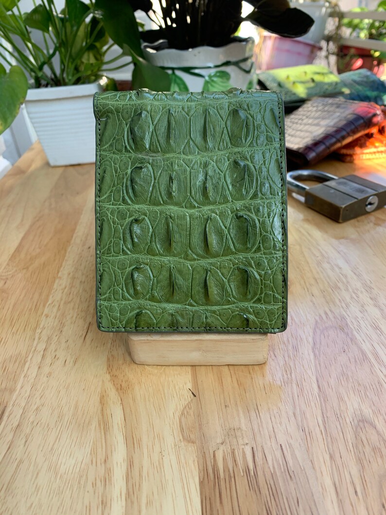 gift for him Genuine Alligator hornback skin bifold wallet men 100/% handmade from crocodile leather