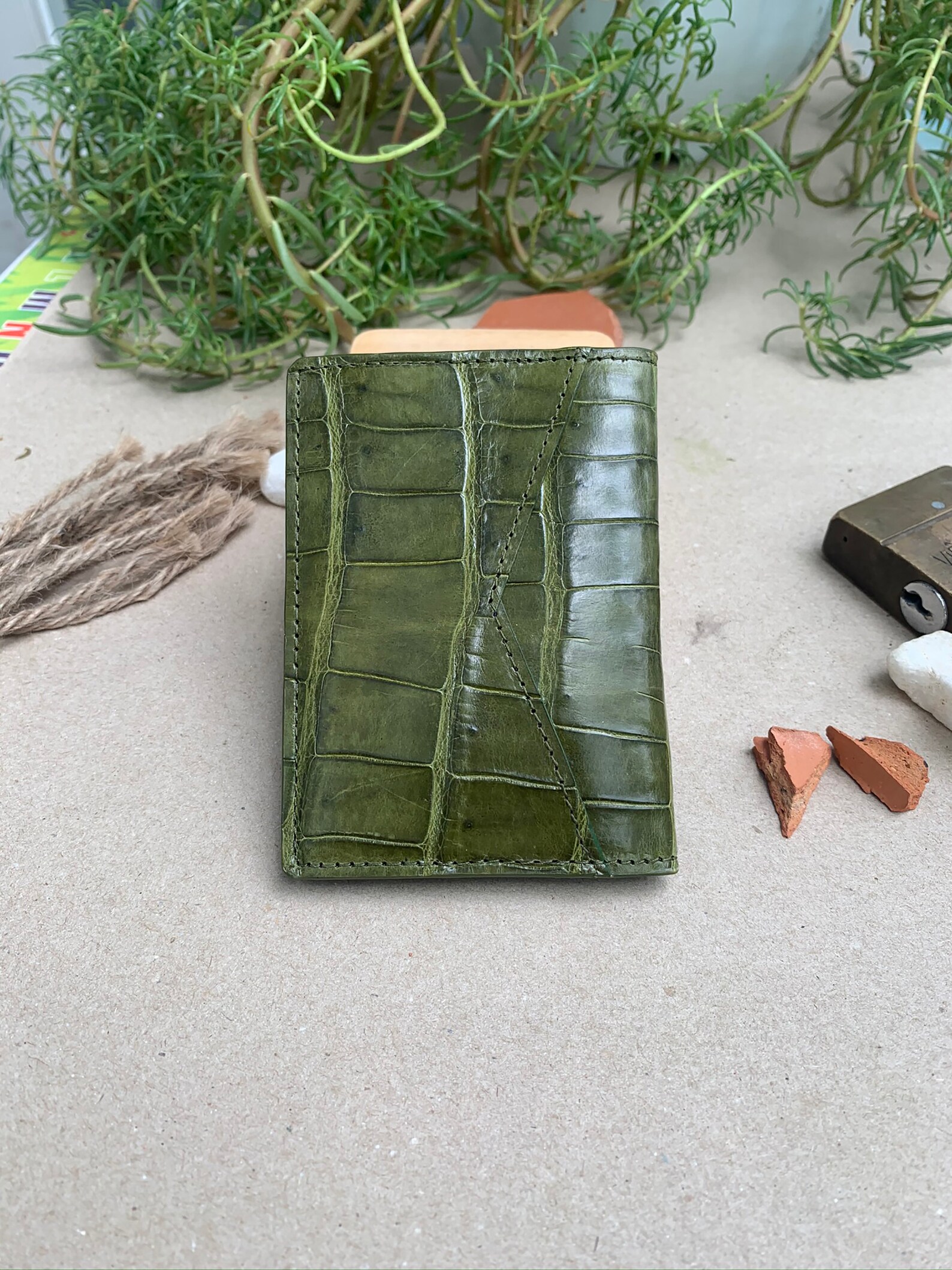 Double sides Alligator leather skin credit card holder Etsy