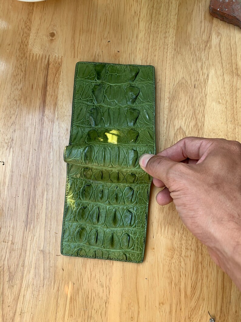 gift for him Genuine Alligator hornback skin bifold wallet men 100/% handmade from crocodile leather