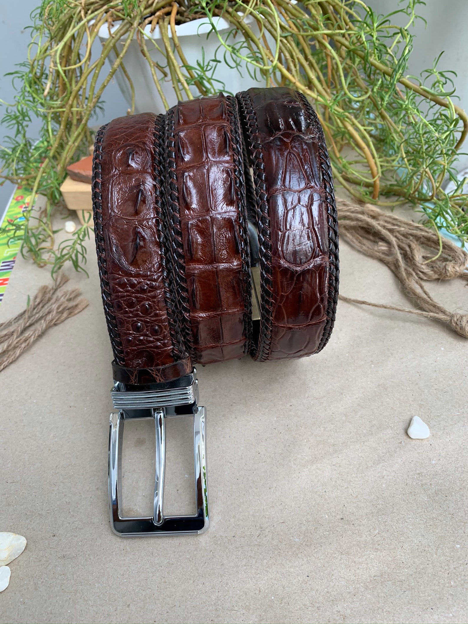Brown Genuine alligator skin belts men strap width 4cm | Etsy