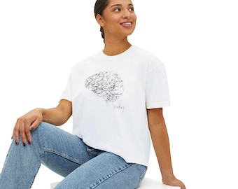 Scribble Brain Illustration Tee | Boxy Crop T-Shirt