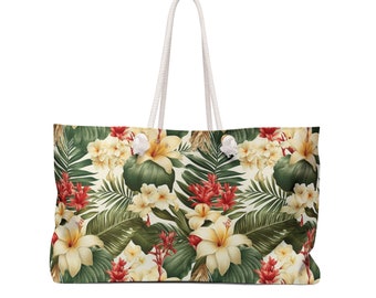 Oversized weekendtas met tropische bloemen