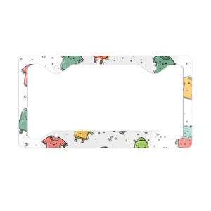 Fun Patterned Metal License Plate Frame, Cute Car Decor, Personalized Auto Gift, Unique Gift for Kids, Vehicle Accessories