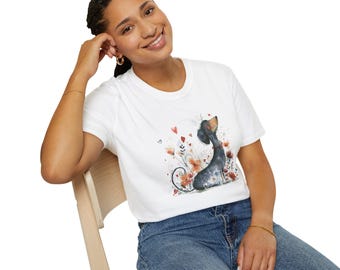 Watercolor Dachshund T-Shirt | Floral Hearts Dog Art