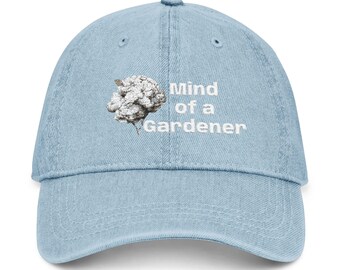 The Mind of a Gardener Denim Hat | Embroidered Flower Garden Cap