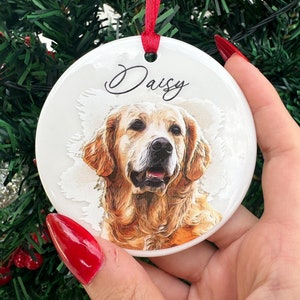 Pet Memorial Photo Ornament for Pet Loss Gift, Custom Christmas Dog Cat Ornament, Forever In Our Hearts Pet Ornament, Keepsake Gifts for Pet