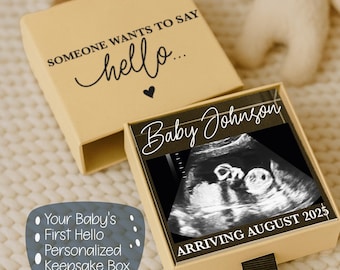 Personalized Baby Reveal Gift For Husband, Pregnancy Announcement Gift For Family Reveal Keepsake Gift, Photo Ultrasound Frame Reveal Box