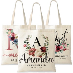 Personalized Name Canvas Tote Bag Bridesmaid Gift Wedding - Etsy