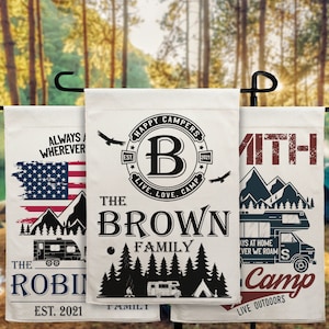 Personalized Camping Flag Campground Garden Flag Camper Sign Campsite Sign Camper Gift RV Flag 5th Wheel Flag Camping Sign With Family Name