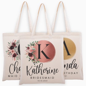 Personalized Bridesmaid Bags, Bridesmaid Tote Bag, Bridal Party Custom Bridesmaid Gifts, Bachelorette Party Favor, Initial Bag for Women