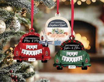 Couple in a Car Ornament, Just Married Ornament, Newly Married Christmas Ornament, Married 2025, Wedding Keepsake, Wedding Celebration Gift