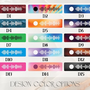 May include: A set of 15 different color options for a design featuring a white circle and a barcode. The colors include red, blue, green, orange, purple, pink, black, and white.