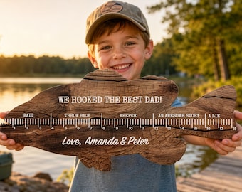 Personalized Fish Ruler for Fathers Day Gift From Kids, Fishing Gift for Dad, Funny Fish Ruler for Dad Gift for Grandpa, Fishing Buddy Gift