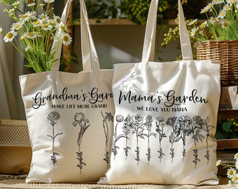 Personalized Canvas Gift Bag for Mothers Day Gifts, Custom Tote Bag for Mothers Gifts, Custom Grandma Tote Bag Gifts, Happy Mothers Day Gift