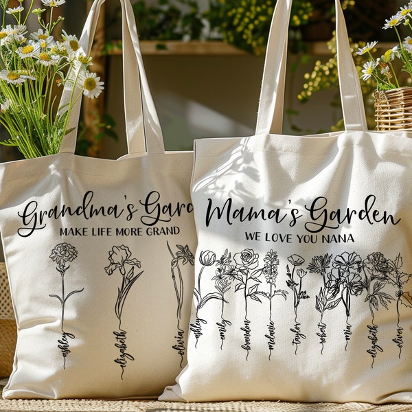Personalized Canvas Gift Bag for Mothers Day Gifts, Custom Tote Bag for Mothers Gifts, Custom Grandma Tote Bag Gifts, Happy Mothers Day Gift