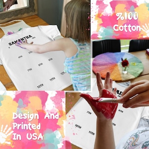 May include: A white t-shirt with the name Samantha printed on it. The shirt has numbers printed on it, from K to 12th. The shirt is 100% cotton and is designed and printed in the USA.