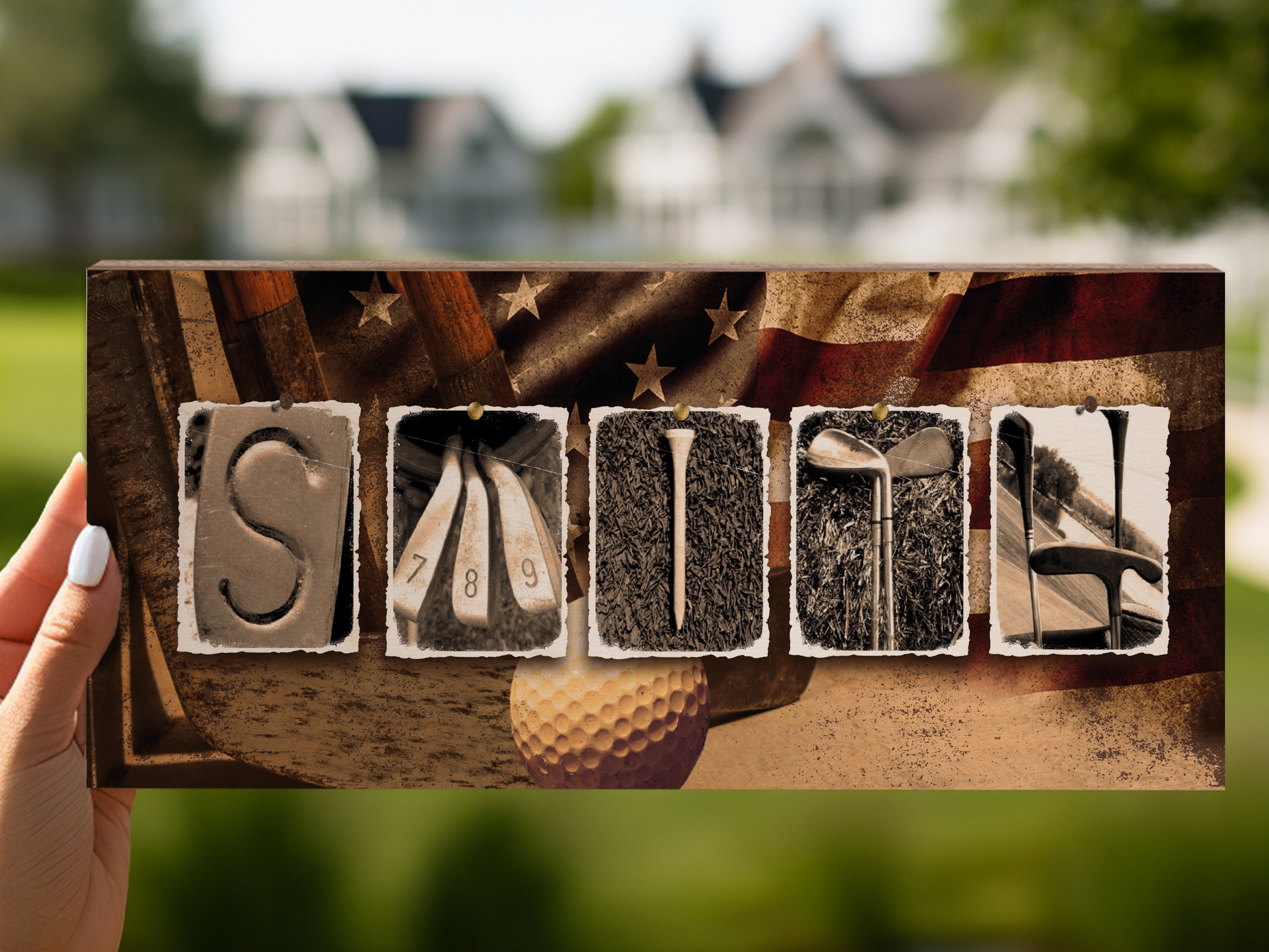 Personalized Golf Gifts for the Golfers Men, Personalized Golf Wood Sign, Golf Gifts for Men, Golf Room Decor, Vintage Golf Name Art