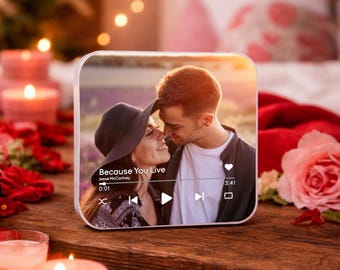 Personalized Fridge Magnet Music Album, Custom Photo Album Cover Photo Gift for Couple Photo & Music Refrigerator Magnet