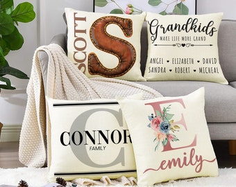 Personalized Family Name Throw Pillow Case | Custom Pillow Case for New Home Gift | 18X18 Pillow Covers Gifts | Mother Day Gifts for Mom