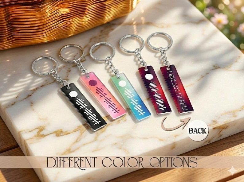Personalized Music Code Keychain: Scannable Song Keyring, Couple Gift image 1