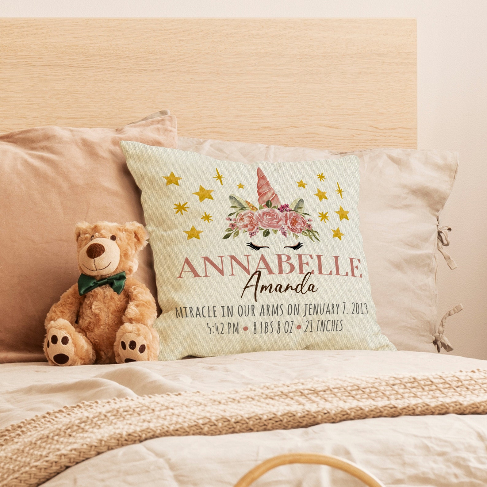 Personalized Newborn Throw Pillow Case 1st Birthday Baby Etsy