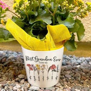 Personalized Flower Pot For Grandmas Garden Gift for Grandma, Birth Flower Mom Gifts from Daughter, Personalized Gifts for Mothers Day Gifts image 2