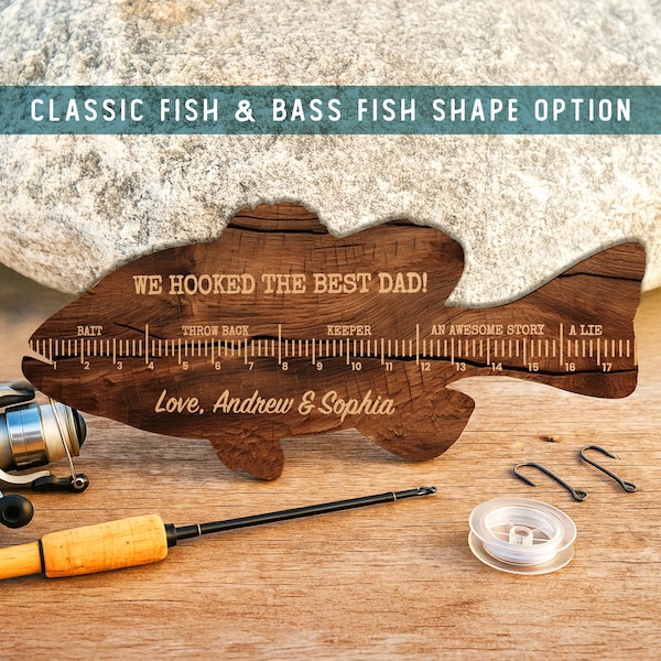 Personalized Fish Ruler for Fathers Day Gift From Kids, Fishing Gift for Dad, Funny Fish Ruler for Dad Gift for Grandpa, Fishing Buddy Gift