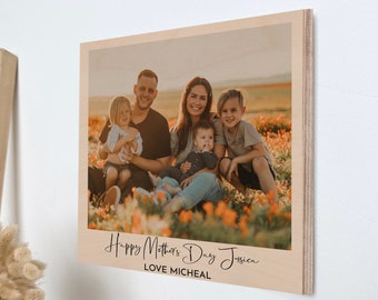 Personalized Photo Gifts for Mothers Day Gifts, Custom Wooden Picture Frames, Family Photo Name Sign, New Home Gifts for Couple