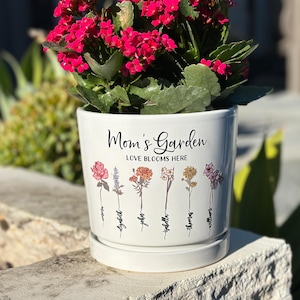 Grandmas Garden Gift for Grandma, Personalized Gifts for Mothers Day Gifts, Personalized Flower Pot, Birth Flower Mom Gifts from Daughter image 6