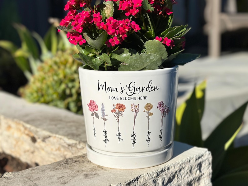 Grandmas Garden Gift for Grandma, Personalized Gifts for Mothers Day Gifts, Personalized Flower Pot, Birth Flower Mom Gifts from Daughter image 6