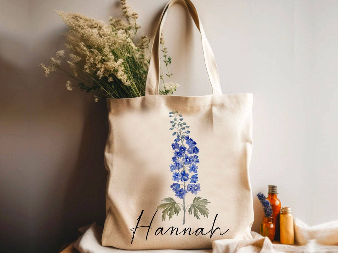 Personalized Birth Flower Tote Bag Gift for Party Gift for Her, Custom ...
