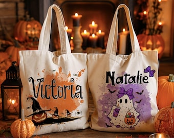 Personalized Halloween Tote Bag: Custom Trick or Treat Canvas Bag