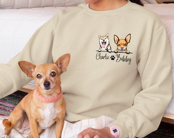 Personalized Pet Portrait Sweatshirts for Pet Lover Gifts, Custom Pet Shirts For Pet Owner Gifts, Customized Hoodie With Pet Photo And Name