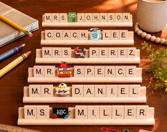 Personalized Teacher Name Sign, Wooden Desk Name Plate, Custom Teacher Gift, Teacher Classroom Decor , Back to School Teacher Appreciation