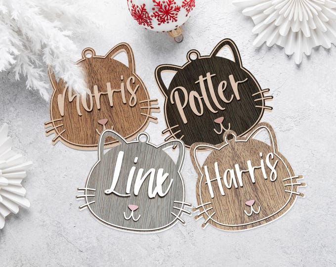Personalized Cat Ornament for Pet Christmas Gift, Custom Christmas Cat Gift for Cat Lover, Christmas Ornament for Cat Owner Gift for Xmas