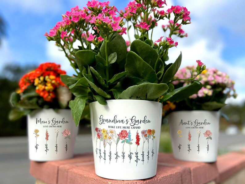 Grandmas Garden Flower Pot with Grandkids Name Personalized Flower Pot Custom Outdoor Flower Pot Mother's Day Gifts for Mom Grandma image 8