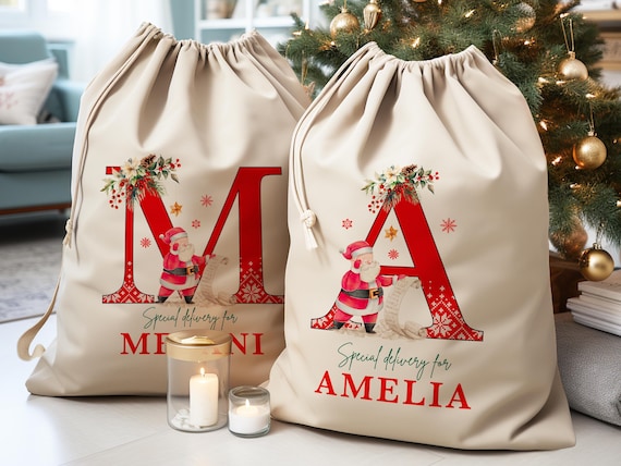 Personalized santa bags large hotsell