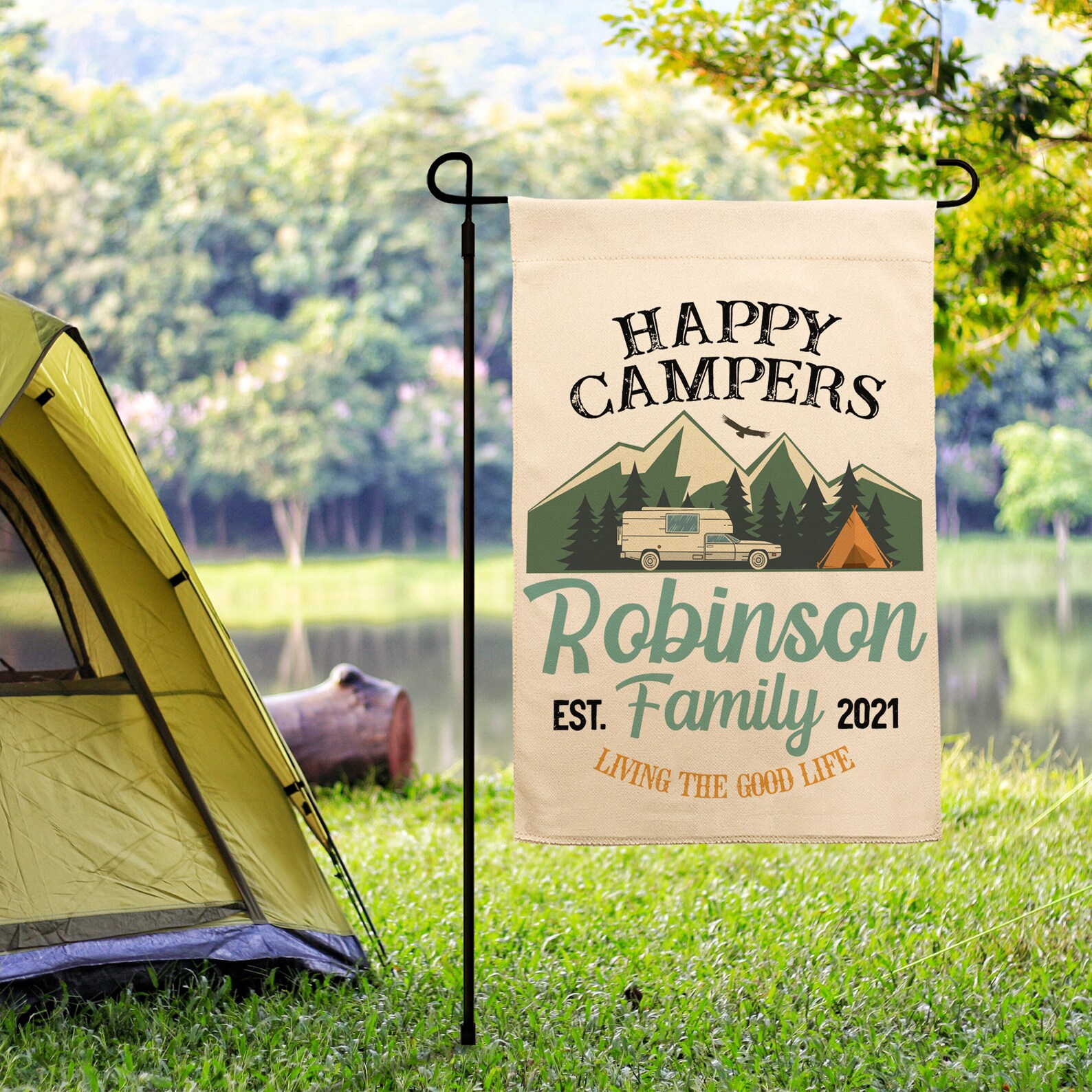 Personalized Camping Flag Campground Garden Flag Camper Sign Campsite