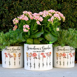 Grandmas Garden Gift for Grandma, Personalized Gifts for Mothers Day Gifts, Personalized Flower Pot, Birth Flower Mom Gifts from Daughter image 7