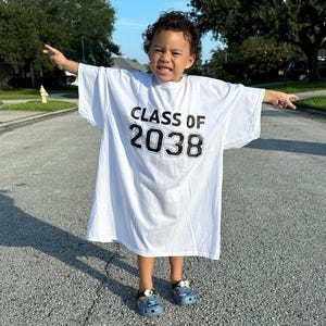 Personalized Grow With Me Shirt for School, Class of 2038 First Day of School Gift For Kid, Hand Print Shirt For Kid, Memorial Gift For Kids image 4