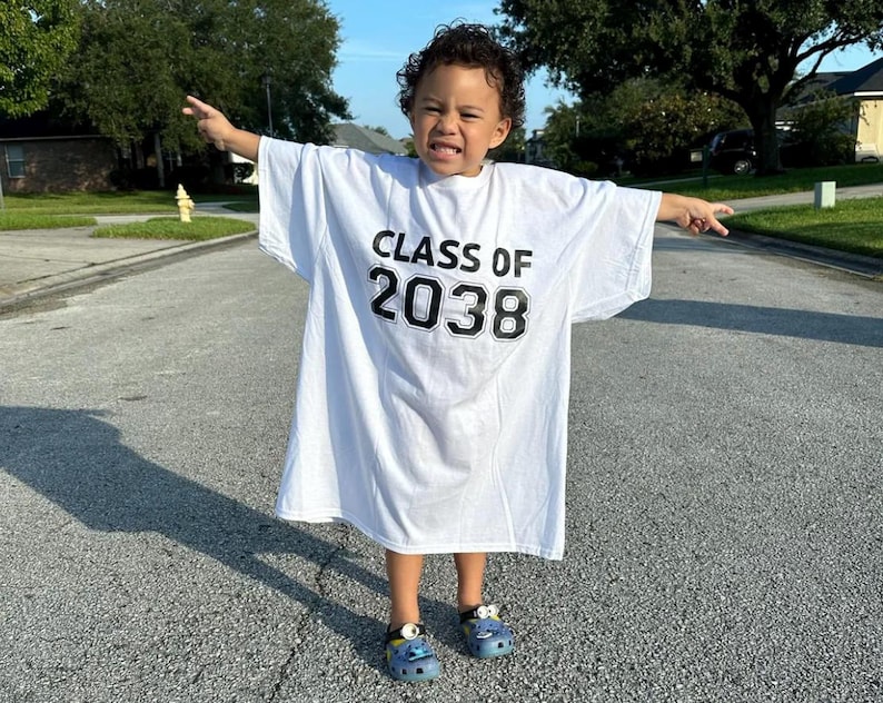 Personalized Grow With Me Shirt for School, Class of 2038 First Day of School Gift For Kid, Hand Print Shirt For Kid, Memorial Gift For Kids image 4