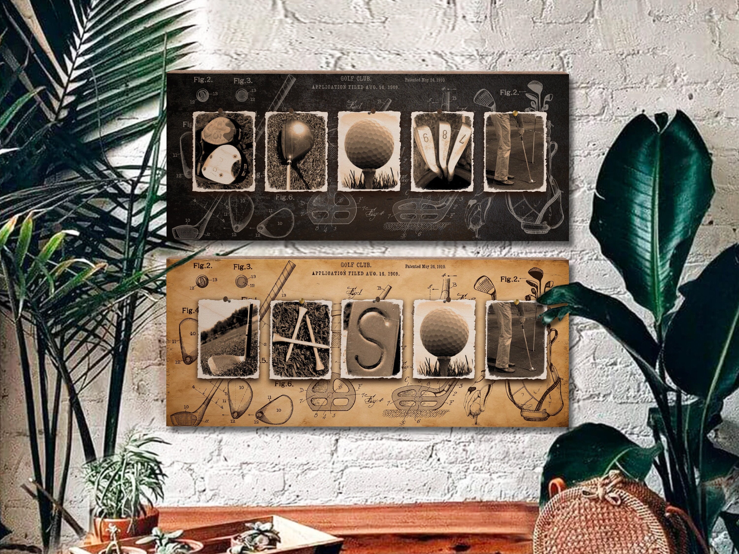 Personalized Golf Gifts for the Golfers Men, Personalized Golf Wood Sign, Golf Gifts for Men, Golf Room Decor, Vintage Golf Name Art