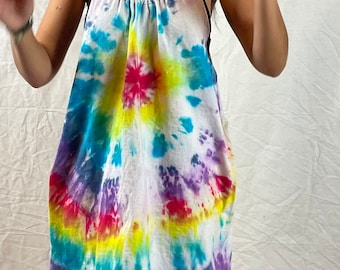 Rainbow Tie Dye Swimsuit Coverup XL, Rainbow Tie Dye Beach Coverup XL