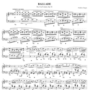 Ballade No. 4 in F Minor - Chopin - Piano Sheet Music Download - Complete Original Version
