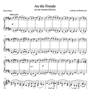 Ode an die Freude - Beethoven - Klavier Noten Download - Original Version