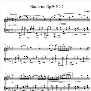 Nocturne in E flat major, Op. 9 No. 2 - Piano Music Sheets Download by Frédéric Chopin - Origianl Version